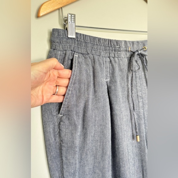 Jones New York Women's Size 10 Pants Linen Blend Elastic Waist Nautical Preppy - Picture 7 of 13